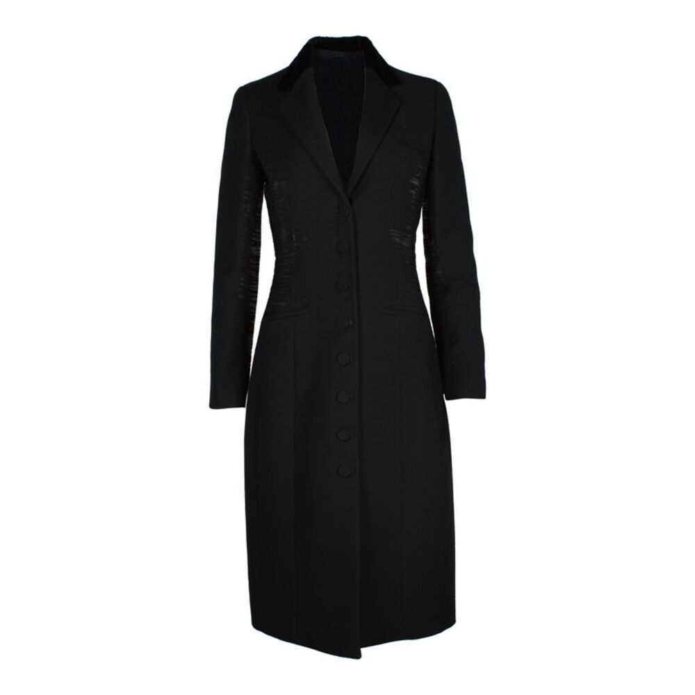 Bottega Veneta Side Stripe Coat in Black Lana Vergine